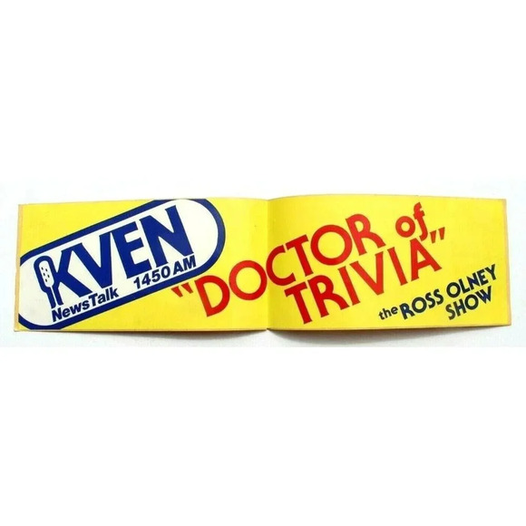 VTG 1986 KVEN News Talk 1450AM "Doctor Of Trivia" The Ross Olney Show Sticker - Picture 1 of 2